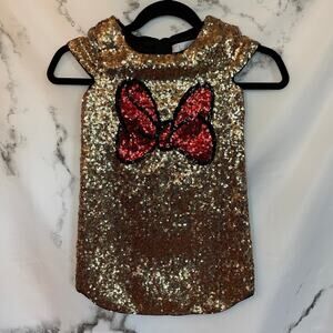 Disney Minnie Mouse Gold Sequin Dress Girls Size 4